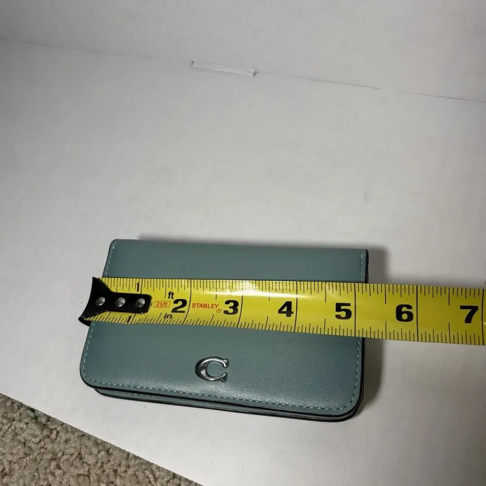 Coach Essential Slim Card Case Wallet CR990 in Silver/Light Blue Aquamarine - Picture 4 of 4